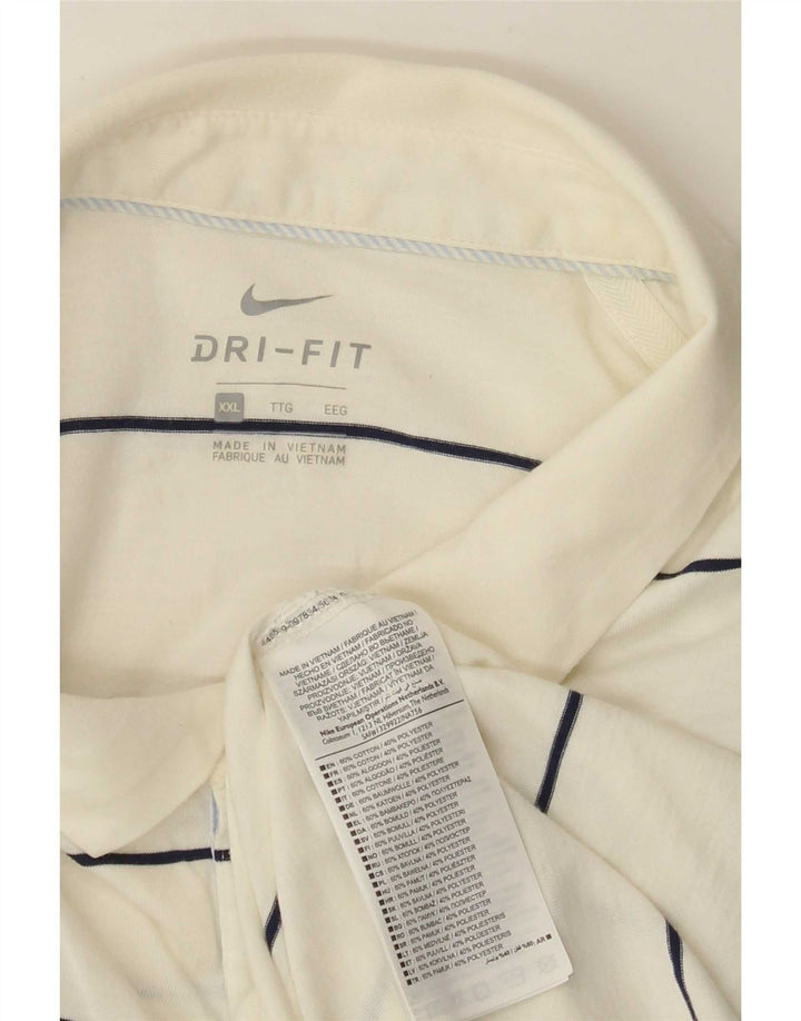 Nike Mens Regular Fit Polo Shirt 2XL White Striped Cotton