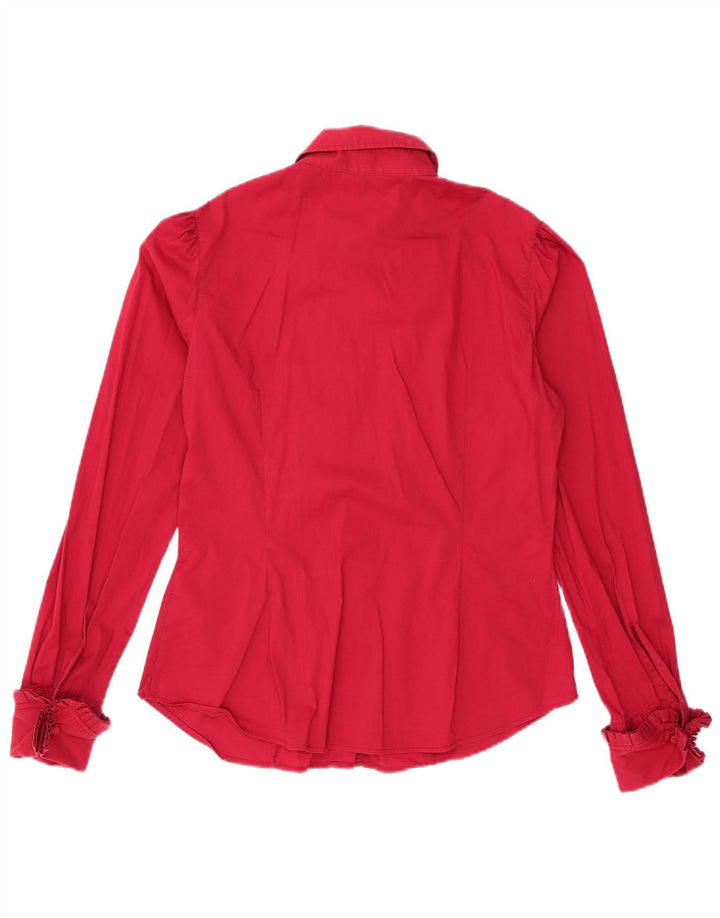 BENETTON Womens Shirt Blouse UK 16 Large Red Cotton