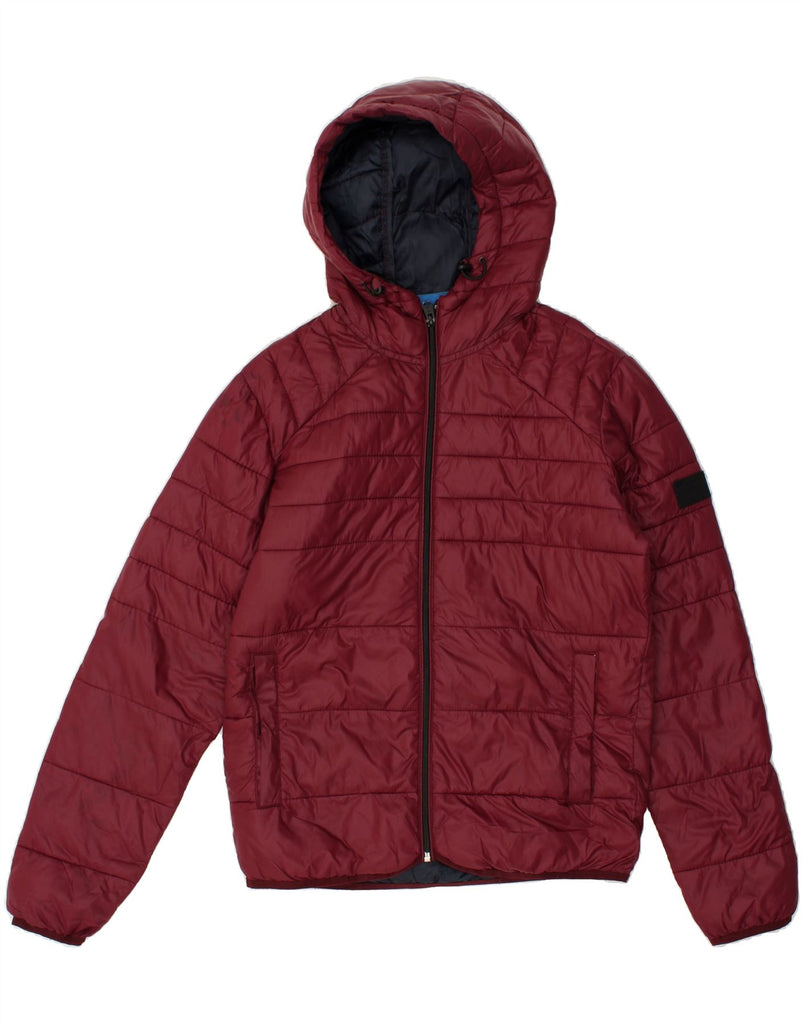 JACK & JONES Mens Hooded Padded Jacket UK 36 Small Red Polyester | Vintage Jack & Jones | Thrift | Second-Hand Jack & Jones | Used Clothing | Messina Hembry 