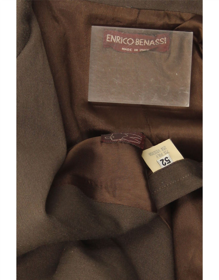 Vintage Mens Double Breasted Blazer Jacket IT 52 XL Brown Polyester