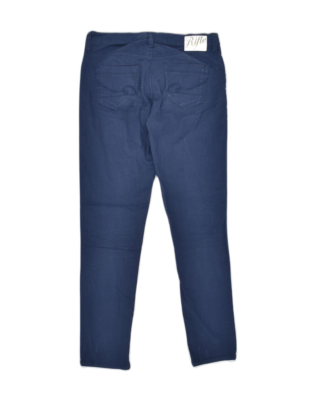 RIFLE Womens Skinny Casual Trousers W30 L29 Navy Blue Cotton | Vintage | Thrift | Second-Hand | Used Clothing | Messina Hembry 
