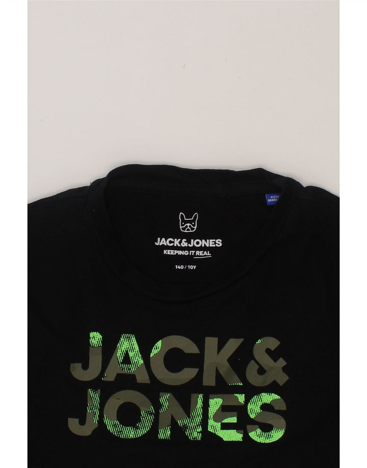 JACK & JONES Boys Graphic Top Long Sleeve 9-10 Years Black Cotton Vintage Jack & Jones and Second-Hand Jack & Jones from Messina Hembry 