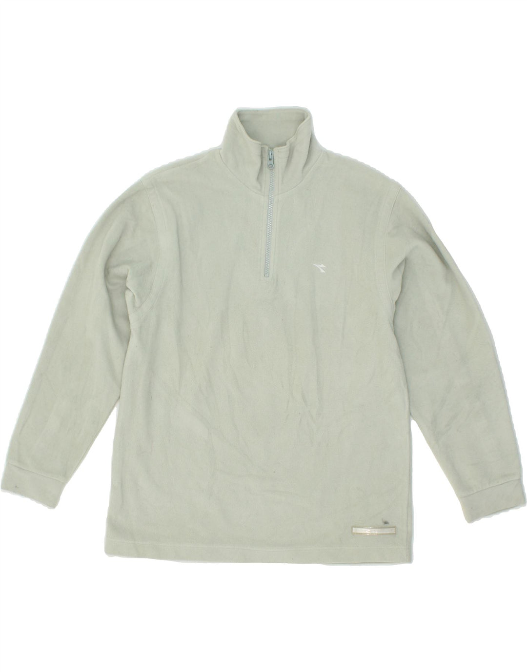 DIADORA Womens Zip Neck Fleece Jumper UK 14 Medium Green Polyester Vintage Diadora and Second-Hand Diadora from Messina Hembry 