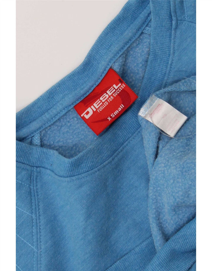 Diesel Womens Graphic Sweatshirt Jumper UK 6 XS Blue Polyester
