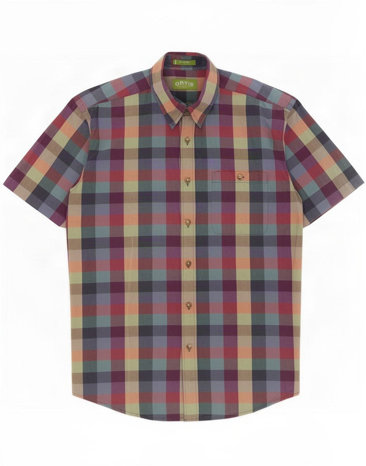 Orvis Womens Short Sleeve Shirt Large Multicoloured Gingham Cotton
