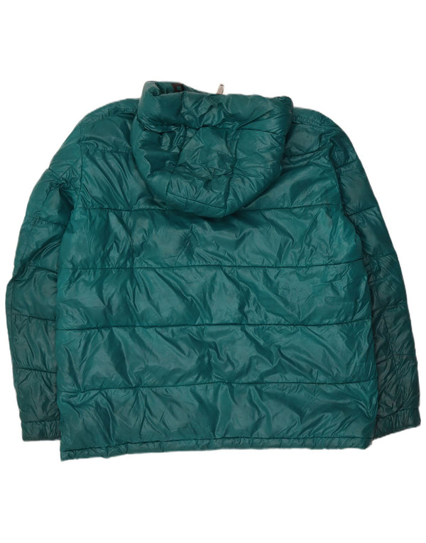 Michael Kors Womens Hooded Loose Fit Padded Jacket UK 18 XL Green Nylon
