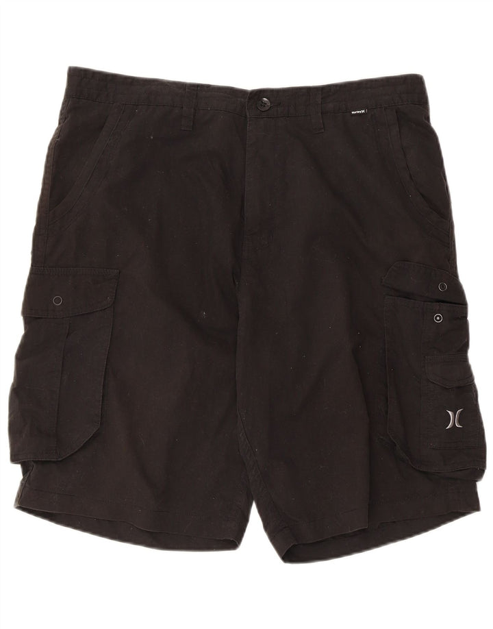 Hurley Mens Cargo Shorts W34 Large Black Cotton
