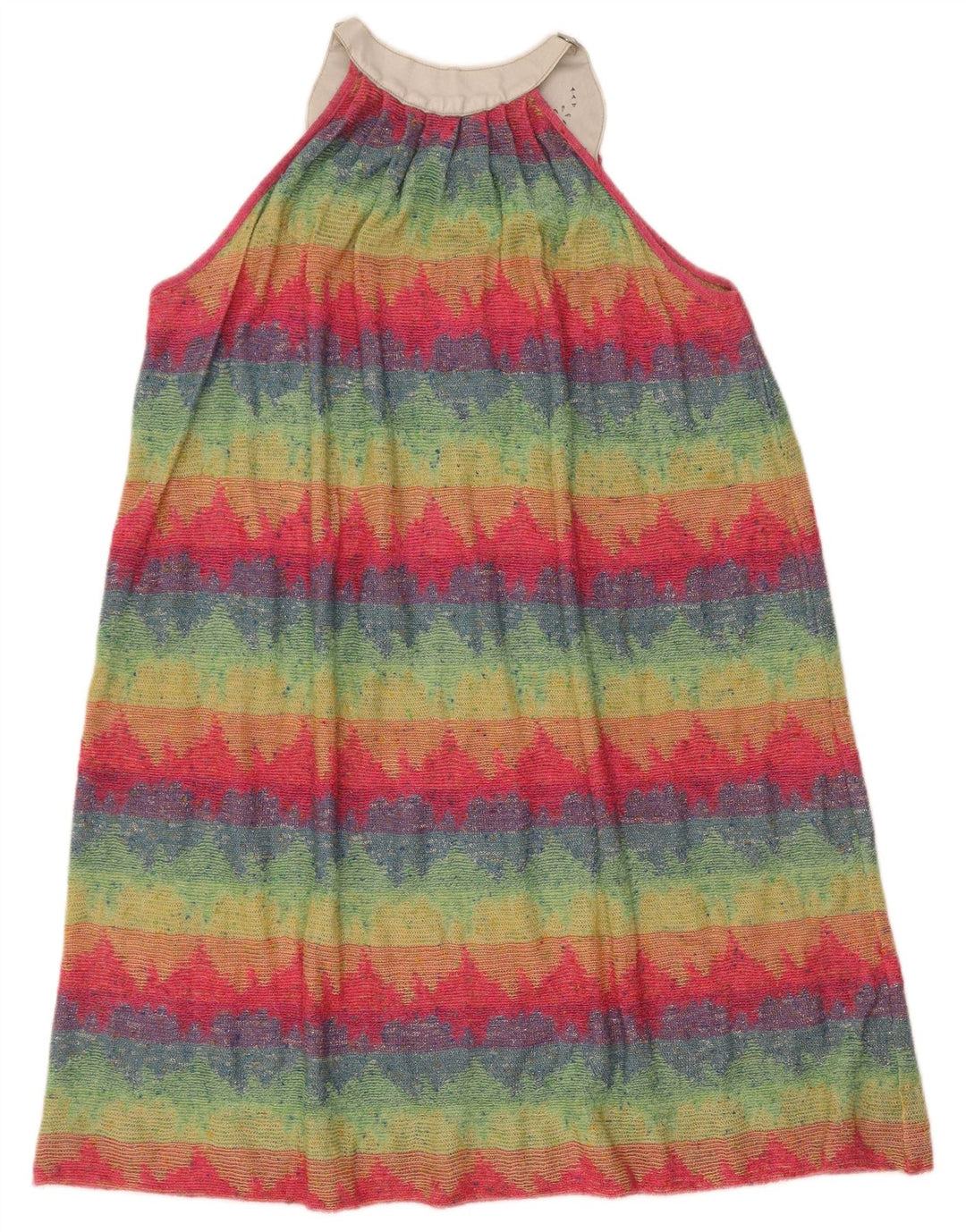 Vintage Womens Sleeveless Basic Dress UK 12 Medium Multicoloured Striped