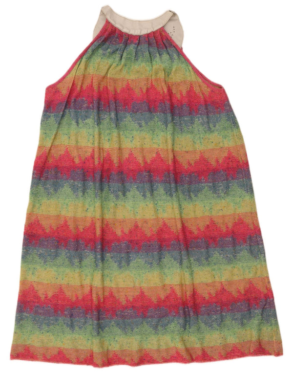 Vintage Womens Sleeveless Basic Dress UK 12 Medium Multicoloured Striped