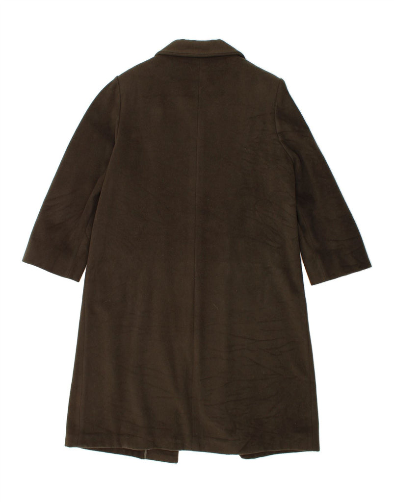 ELEKTA Womens Overcoat UK 12 Medium Khaki Colourblock Wool Vintage Elekta and Second-Hand Elekta from Messina Hembry 