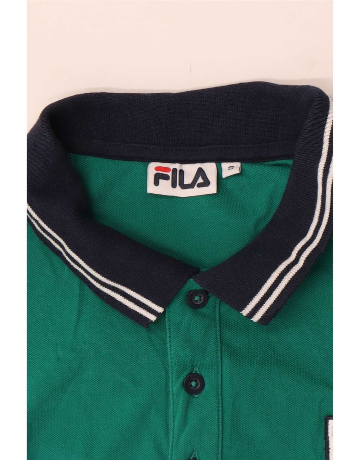 Fila Mens Polo Shirt Small Green Colourblock