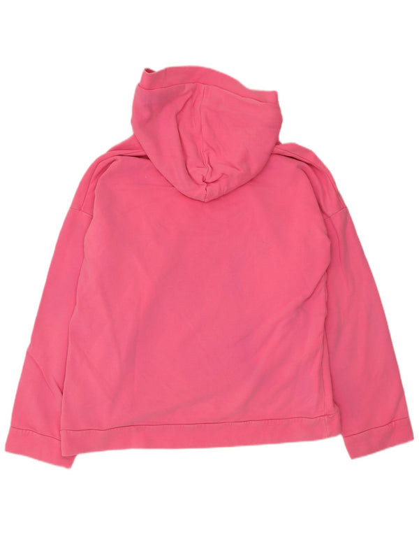 Trussardi Jeans Womens Graphic Oversized Hoodie Jumper UK 14 Medium Pink