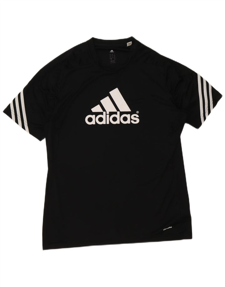 Adidas Mens Climalite Graphic T-Shirt Top Large Black Polyester