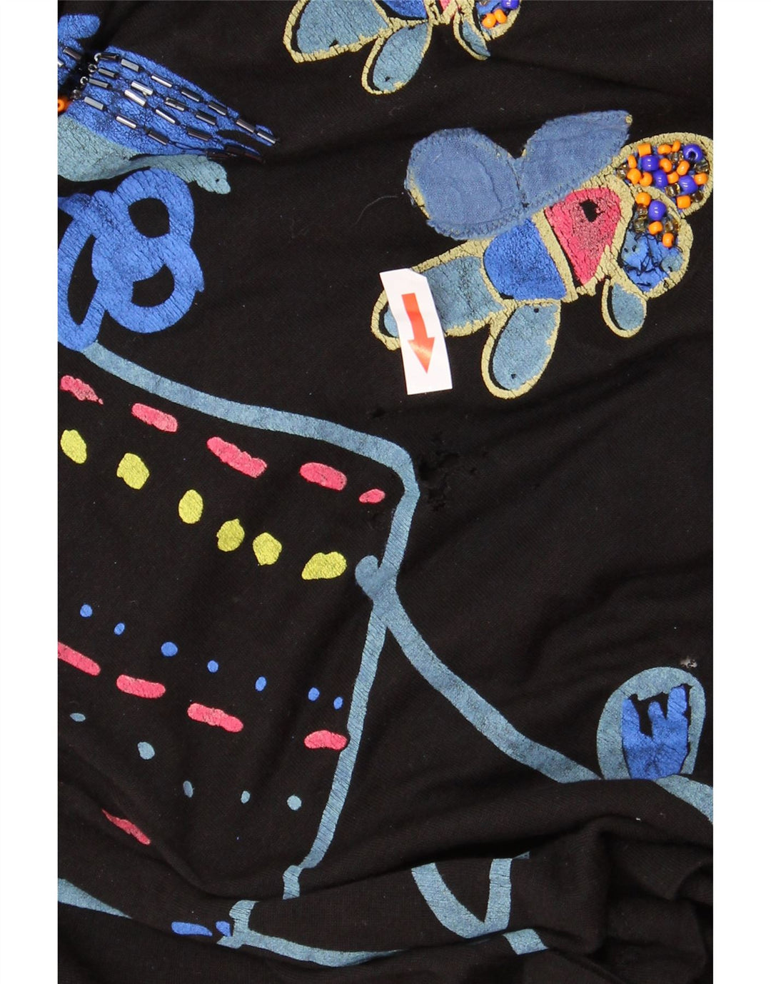 DESIGUAL Womens Graphic Top Long Sleeve UK 16 Large Black