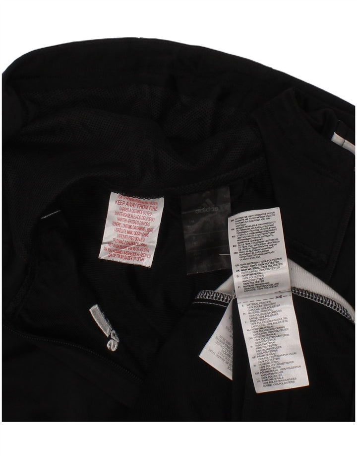 ADIDAS Boys Zip Hoodie Sweater 9-10 Years Black Colourblock Polyester