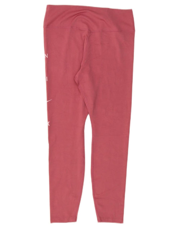 Nike Womens Dri Fit Graphic Leggings UK 14 Large  Pink Polyester