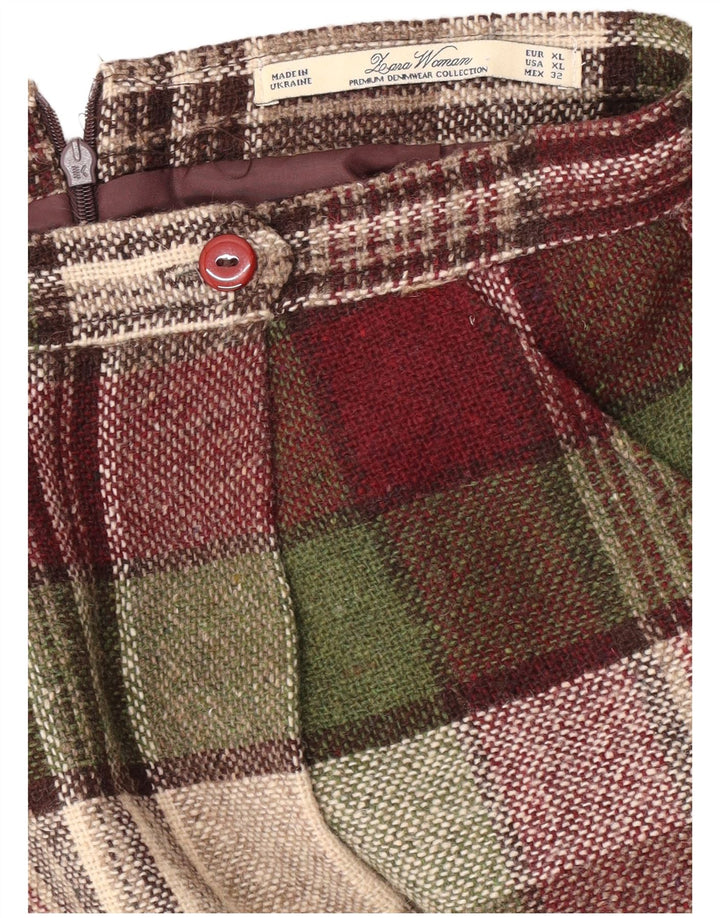 Leara Womens Pleated Skirt XL W32 Burgundy Check