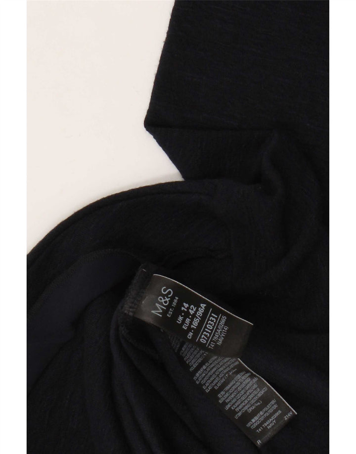 Marks & Spencer Womens Top Long Sleeve UK 14 Large Navy Blue Polyester