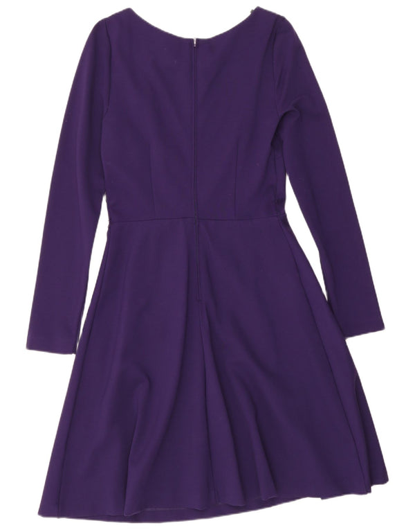 Warehouse Womens Long Sleeve A-Line Dress UK 10 Small Purple Viscose