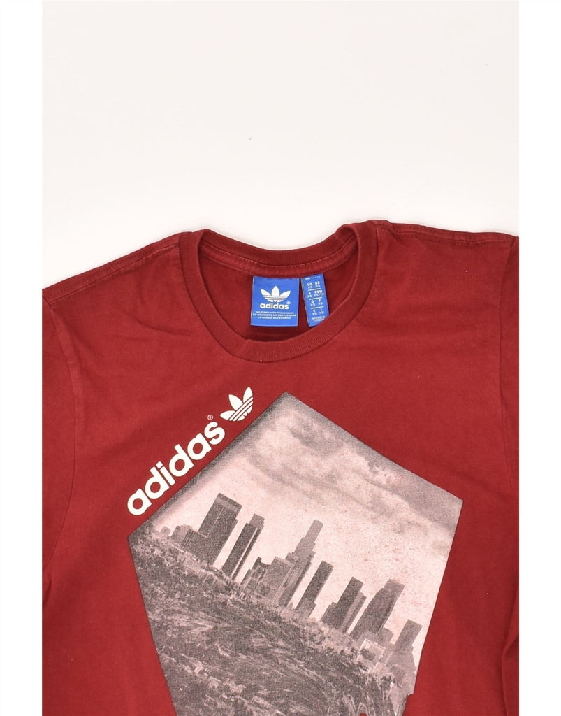 ADIDAS Mens Graphic T-Shirt Top XS Burgundy Cotton | Vintage Adidas | Thrift | Second-Hand Adidas | Used Clothing | Messina Hembry 