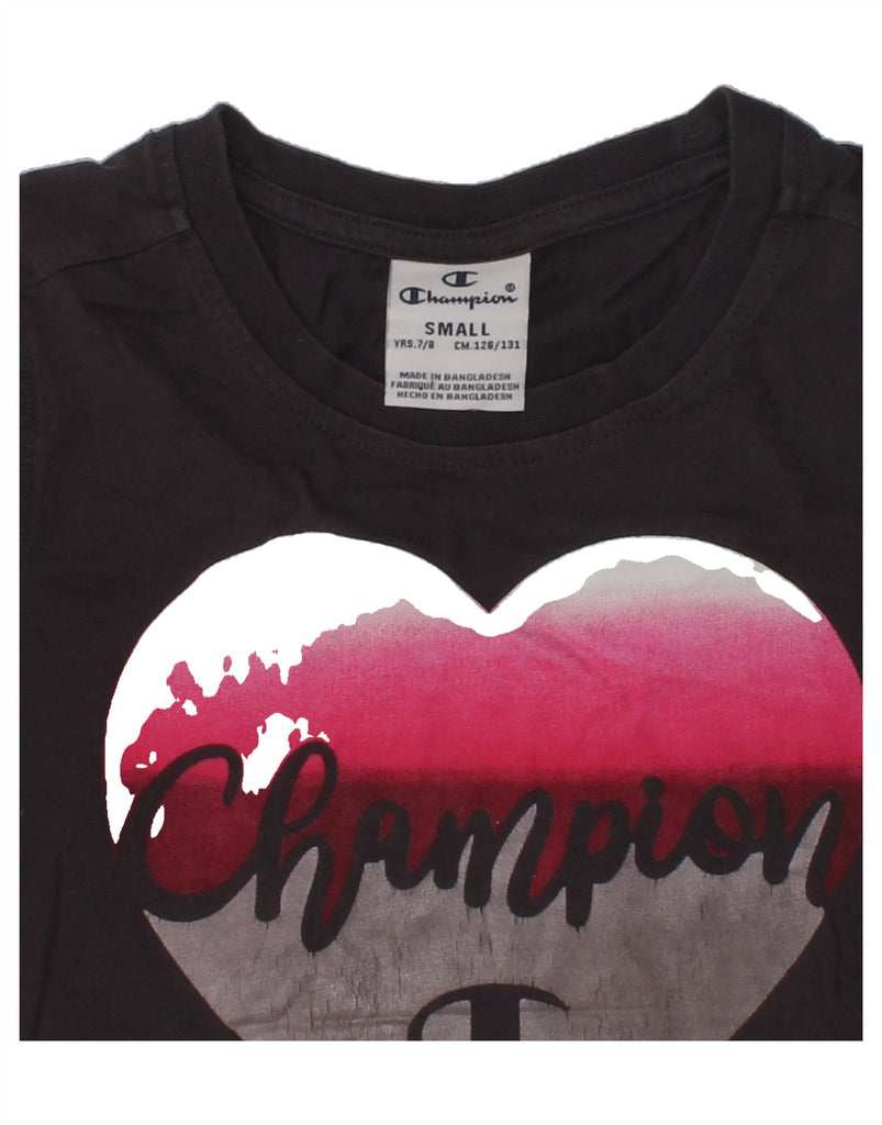 CHAMPION Girls Graphic T-Shirt Top 7-8 Years Small Black | Vintage Champion | Thrift | Second-Hand Champion | Used Clothing | Messina Hembry 