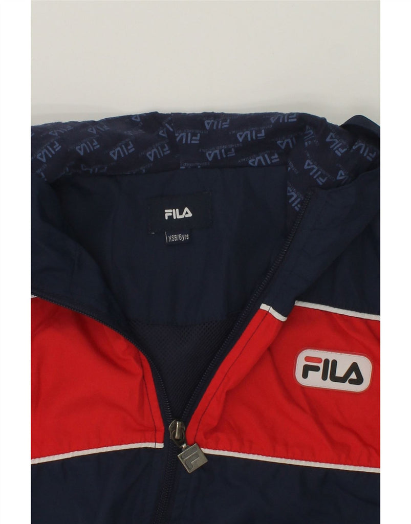 FILA Boys Hooded Rain Jacket 5-6 Years XS Navy Blue Polyester | Vintage Fila | Thrift | Second-Hand Fila | Used Clothing | Messina Hembry 