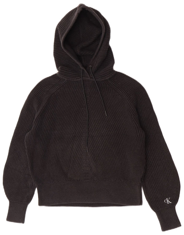 Calvin Klein Jeans Womens Hooded Oversized Jumper Sweater UK 10 Small Black