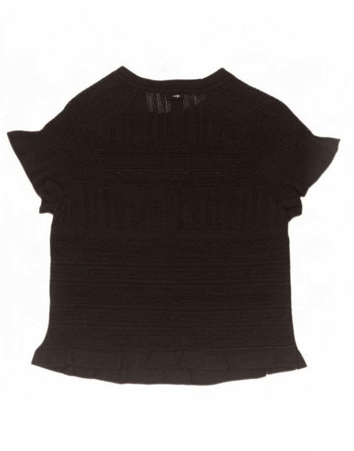 Zara Womens Crop Knit Blouse Top UK 12 Medium Black