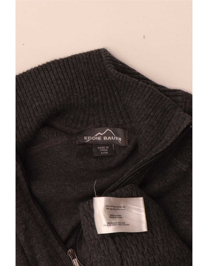 Eddie Bauer Mens Zip Neck Jumper Sweater Small Grey Cotton