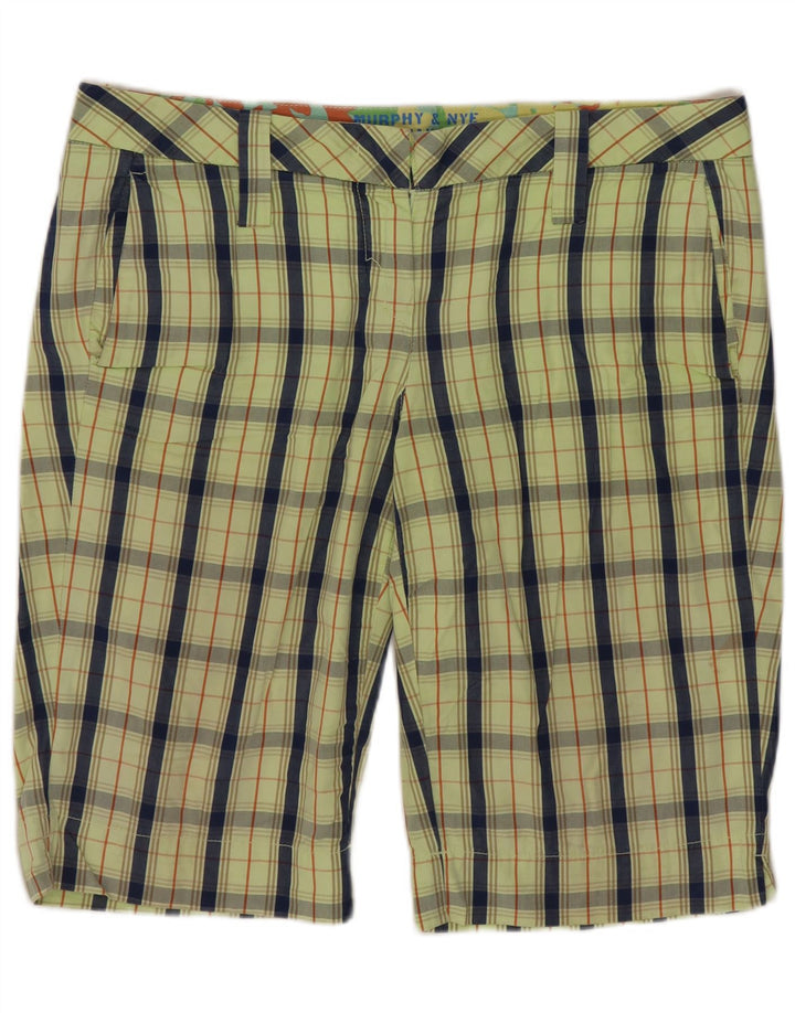Murphy & Nye Mens Chino Shorts W34 Large Green Check Cotton