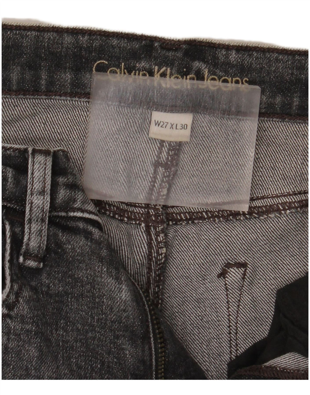 Calvin Klein Womens Distressed Skinny Cropped Jeans W27 L26 Grey