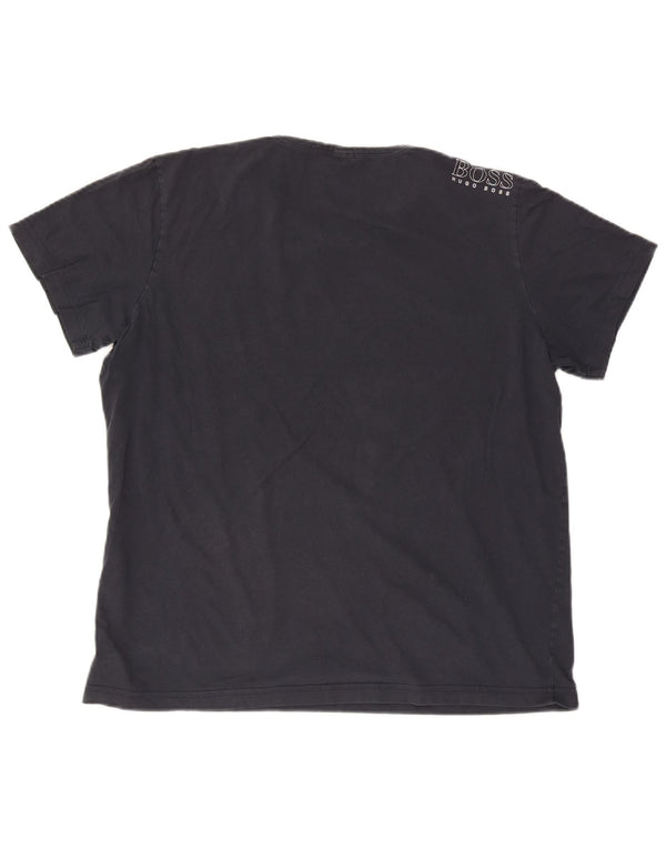 Hugo Boss Mens Modern Fit Graphic T-Shirt Top 3XL Navy Blue Cotton