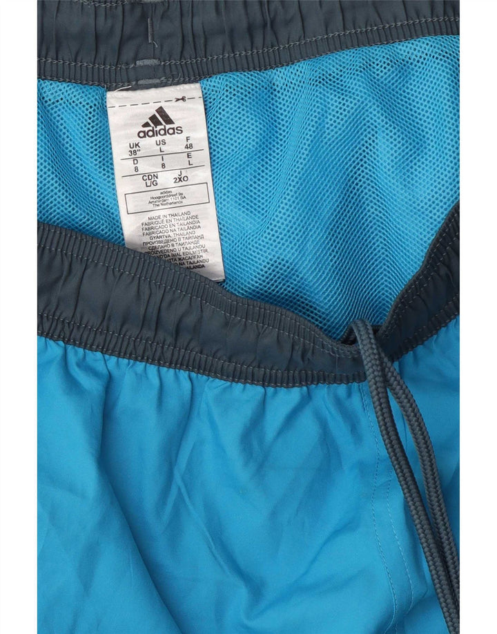Adidas Mens Graphic Sport Shorts Large Blue Colourblock Polyester