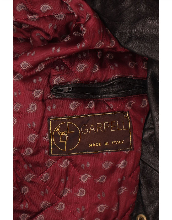 Vintage Mens Leather Double Breasted Biker Jacket UK 38 Medium Black Biker