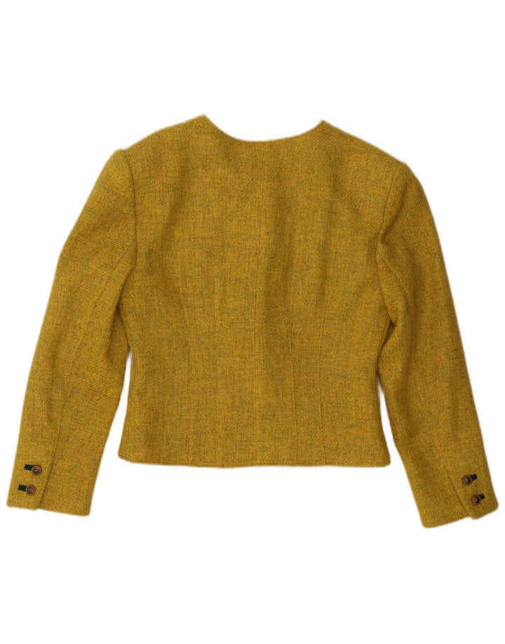 Vintage Womens 5 Button Crop Blazer Jacket EU 40 Medium Yellow Wool