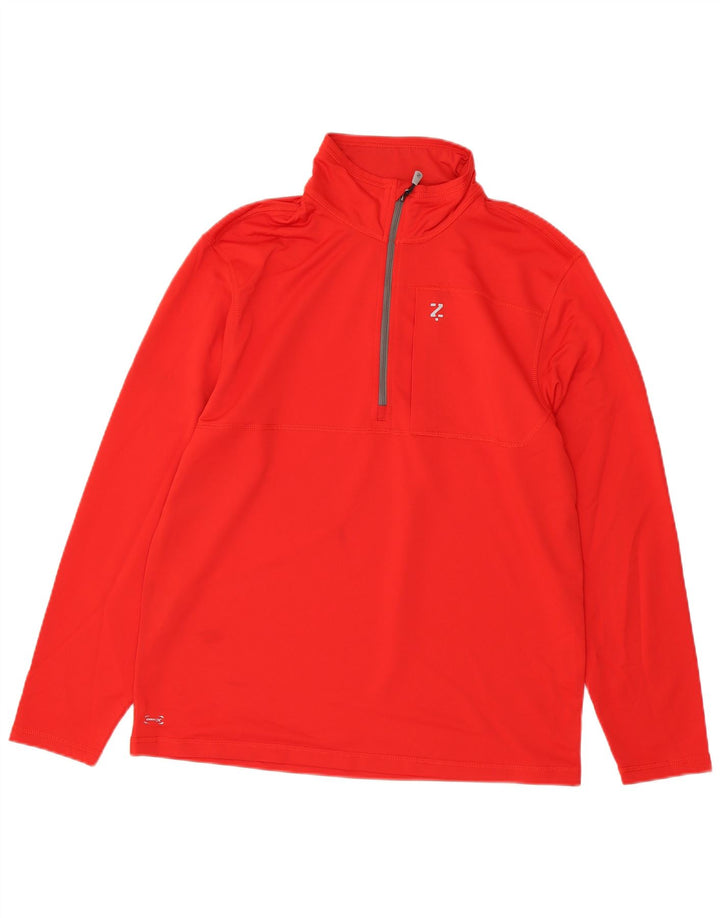 Izod Mens Zip Neck Pullover Tracksuit Top Medium Red Polyester