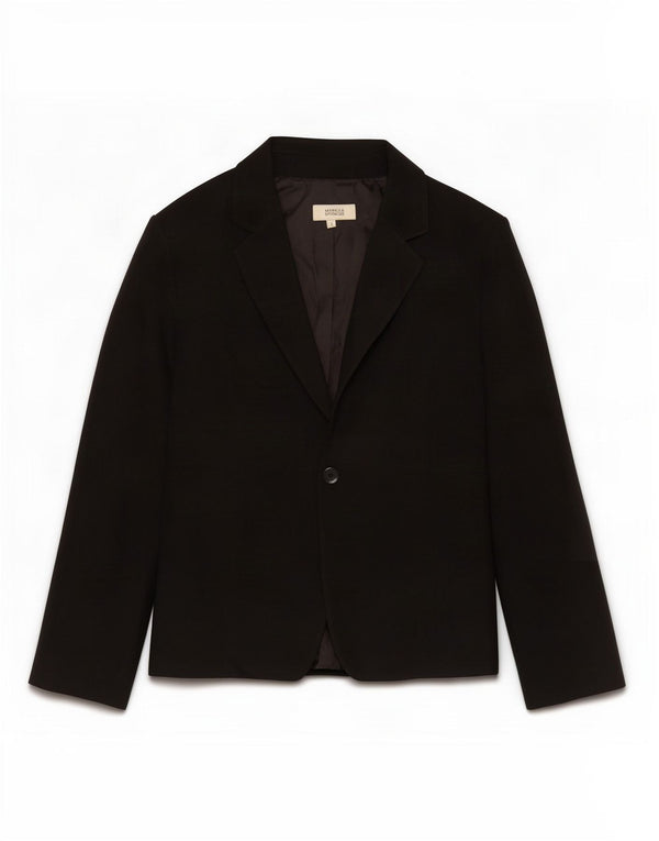 Marks & Spencer Womens 1 Button Blazer Jacket UK 12 Medium Black Polyester