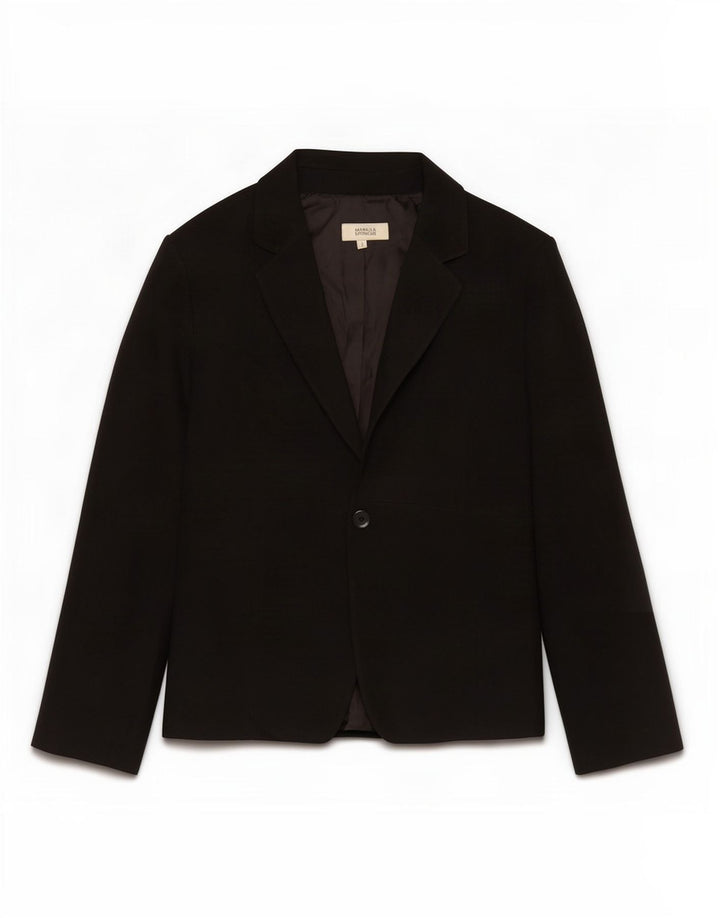 Marks & Spencer Womens 1 Button Blazer Jacket UK 12 Medium Black Polyester