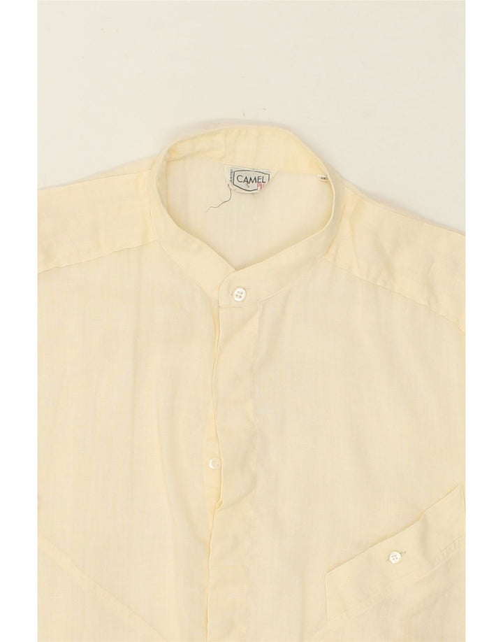 CAMEL Mens Short Sleeve Pullover Shirt Size 40 Medium Yellow Linen Vintage Camel and Second-Hand Camel from Messina Hembry 