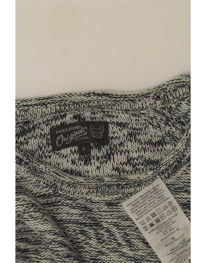 Jack & Jones Mens Crew Neck Jumper Sweater Small Blue Flecked Cotton