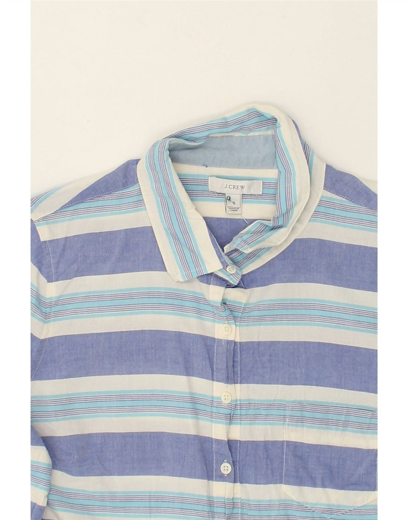 J. CREW Womens Pullover Shirt US 10 Large Blue Striped Cotton | Vintage J. Crew | Thrift | Second-Hand J. Crew | Used Clothing | Messina Hembry 