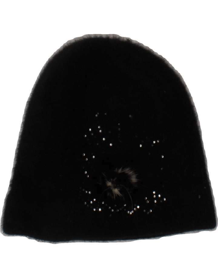 VINTAGE Womens Beanie Hat One Size Black Vintage Vintage and Second-Hand Vintage from Messina Hembry 