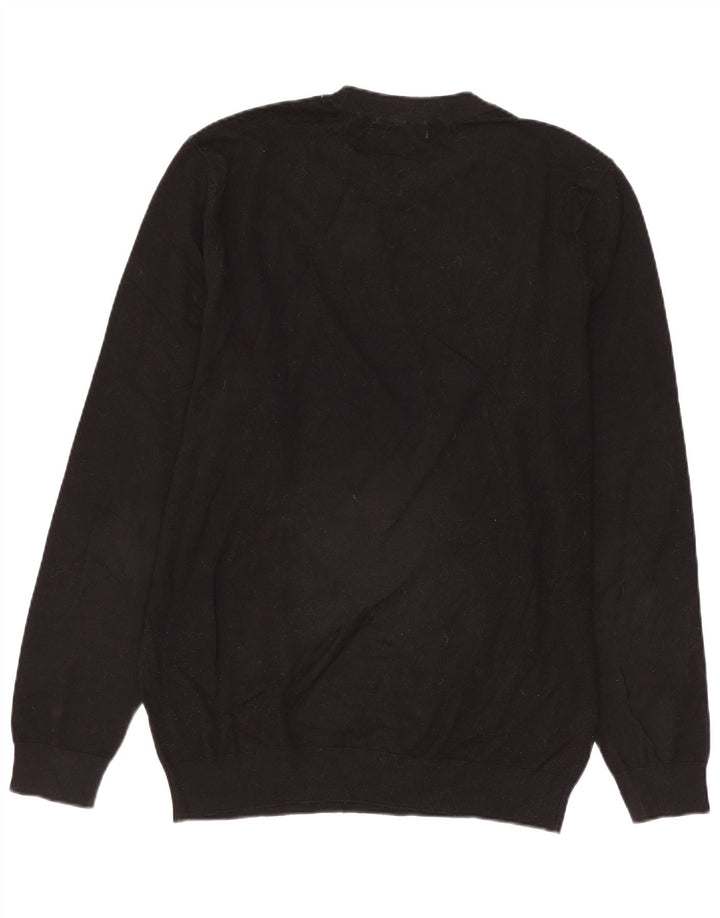 Zara Womens Crew Neck Jumper Sweater UK 14 Medium Black Viscose