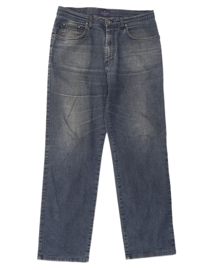 Trussardi Mens Straight Jeans W34 L30 Blue Cotton