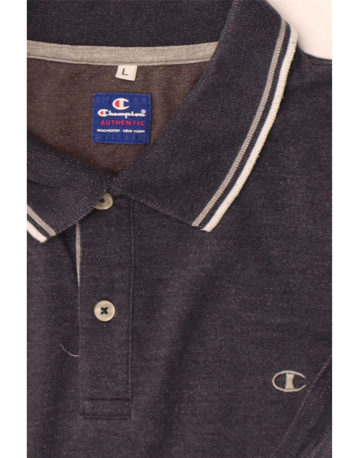 Champion Mens Polo Shirt Large Grey Striped