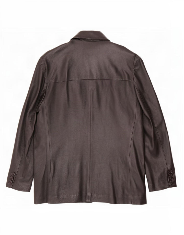 MONTANA Mens 2 Button Leather Blazer Jacket UK 42 XL Black