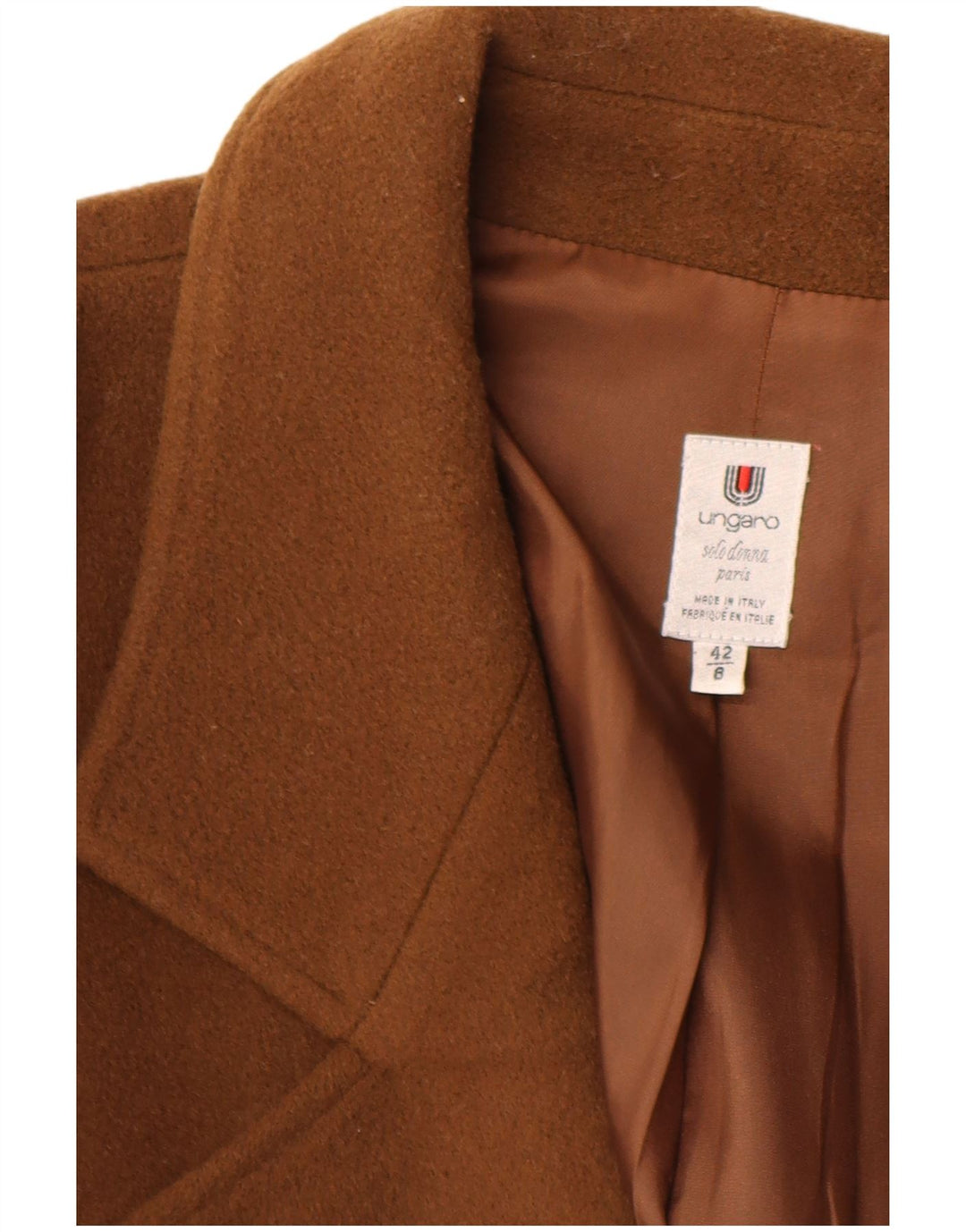 Ungaro Womens Double Breasted Coat IT 42 Medium Brown Virgin Wool