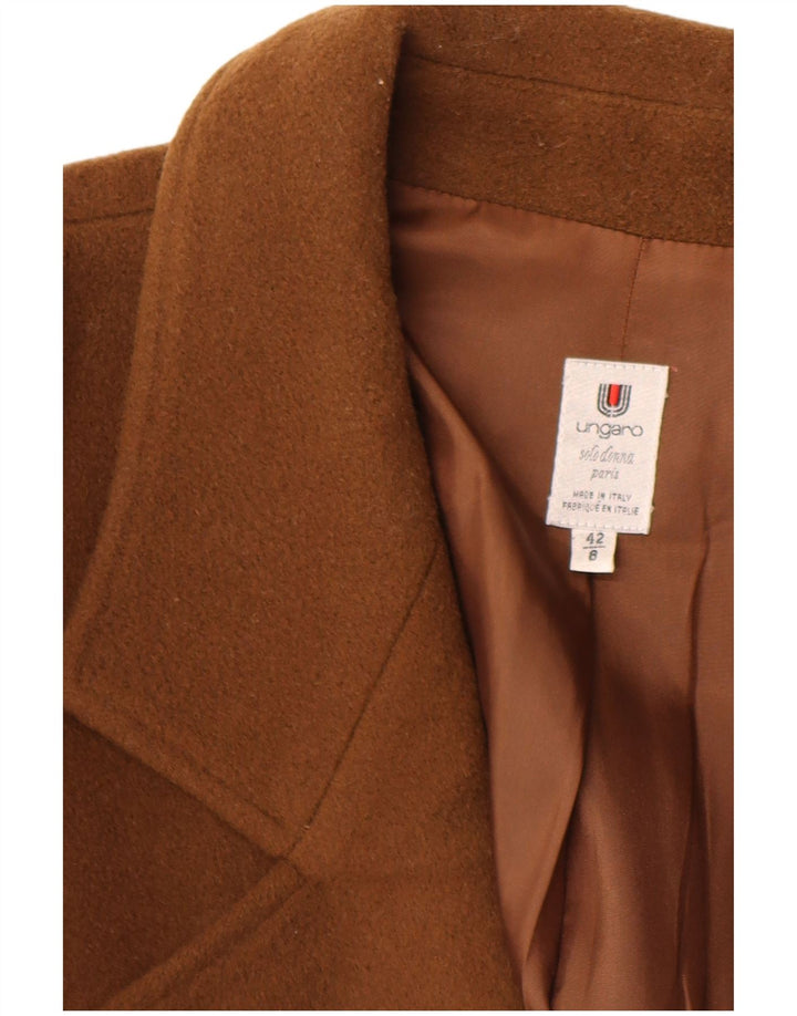 Ungaro Womens Double Breasted Coat IT 42 Medium Brown Virgin Wool