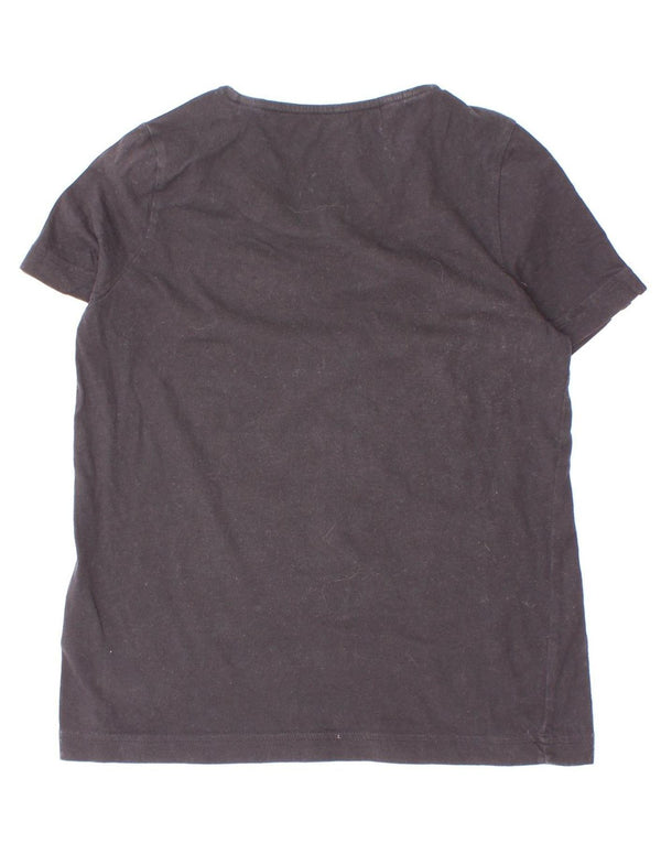 Adidas Boys T-Shirt Top 9-10 Years Black Colourblock Cotton