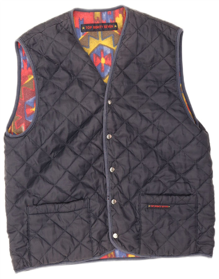 Vintage Mens Reversible Gilet UK 38 Medium Red Geometric